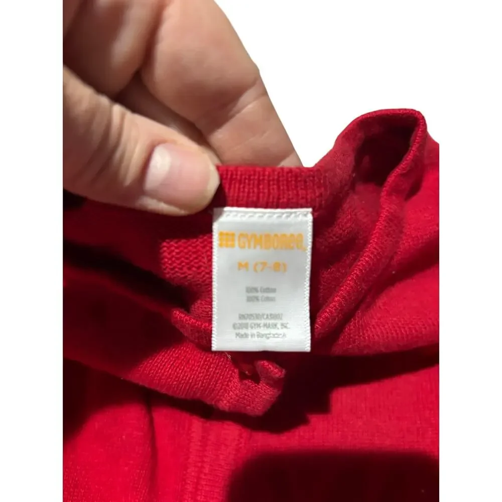 Gymboree 7/8 red one button open front shrung style sweater puff sleeves nwot